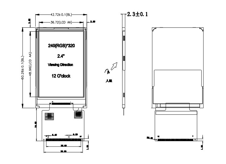 Polcd ISO9001 8 Bit 2.4 In 240x320 Ili9341spi Tft Display Industrial