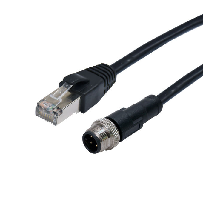 Cat5e Industrial Ethernet Connector RJ45 To M12 A Code 3 Pin Male To Male Connector