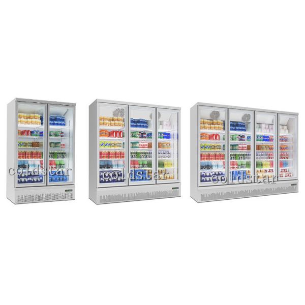 Supermarket refrigerator freezer 4 doors vertical chiller display beverage milk beer