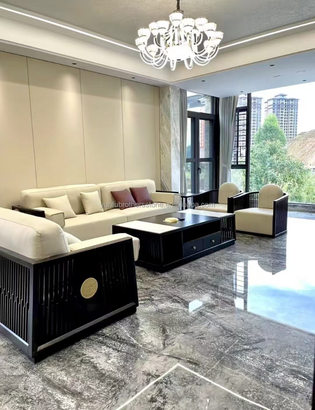 Graphic Design Natural Stone Italian Silver Fir Marble Floor Tile for Living Room