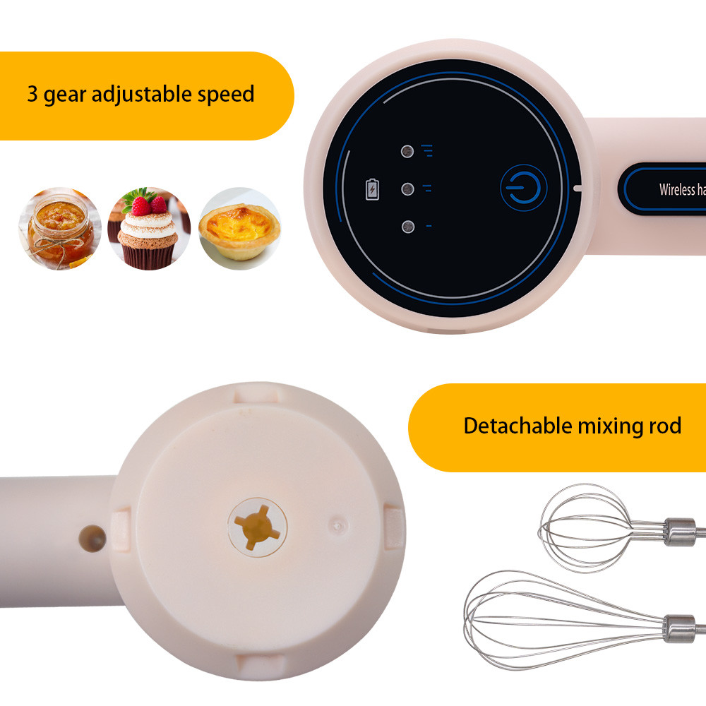 3 Speed Adjustment Stainless Steel Egg Beater Small 5-6 Hours Charging Time