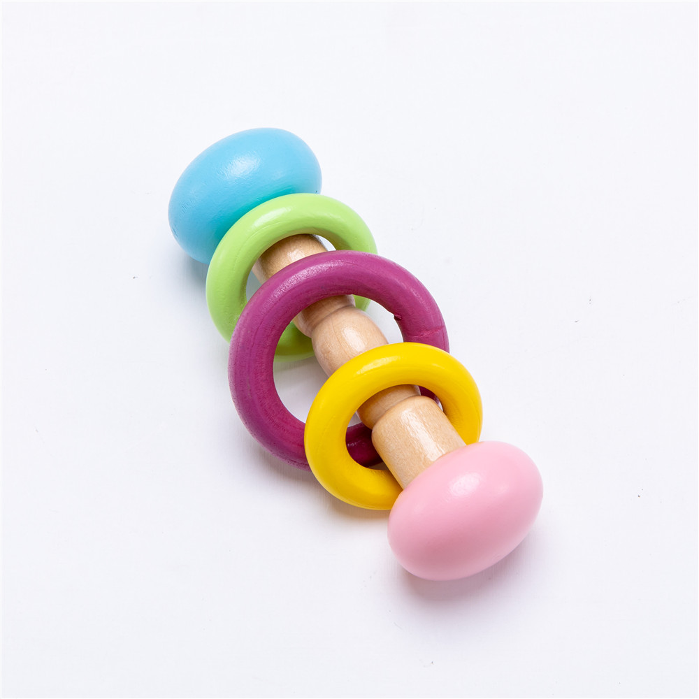 Rattle Soother 7.2cm Wooden Musical Toys Childrens Wooden Instruments