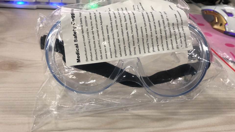 Custom Medical Safety Goggles Double Layer Anti Fog Medical Isolation Goggles
