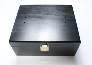 Quality Black Color Handmade Wooden Tool Boxes , Prevalent Black Lacquer Box With Lid for sale