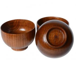 Quality Natural wood cutlery stripe rice bowl Large bowl A grade jujube wood level wooden bowl wooded bowl for sale