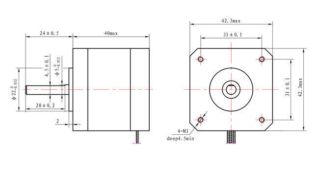 NEMA 17 Bipolar 2 Phase 1.8 1.2A 6.6V 2 Phase Stepper Motor for Stage Light Medical Equipment