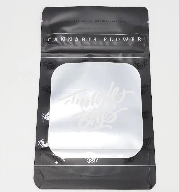Custom k smell proof bag plastic stand up pouch with aluminum foil clear window tobacco leaf bag