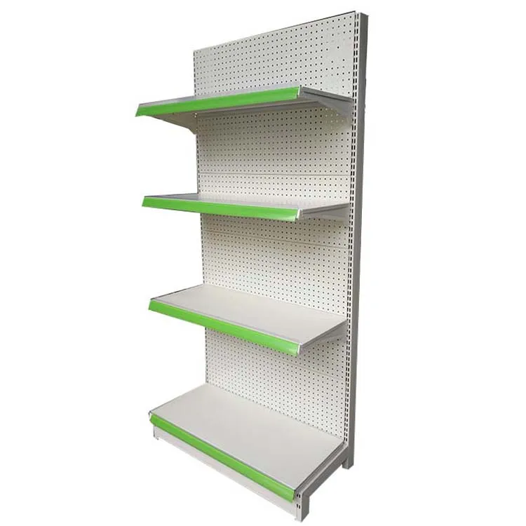 Factory Custom Size Color logo Single Sided Supermarket Shelves Gondola Shelving Display Rack