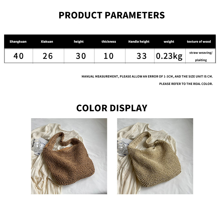 Large Capacity Handmade Woven Tote Bag Moroccan Summer Beach Shoulder Bag for Women