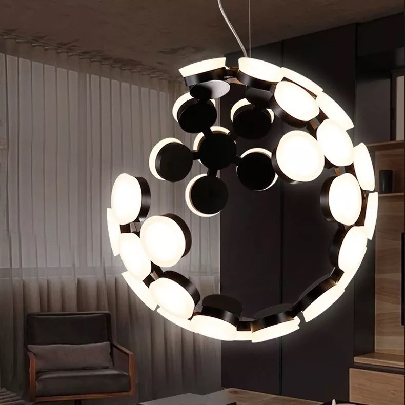 Nordic Home Black Moon Chandelier Art Creative Living Room Bedroom Scopas Chandelier(WH-MI-328)