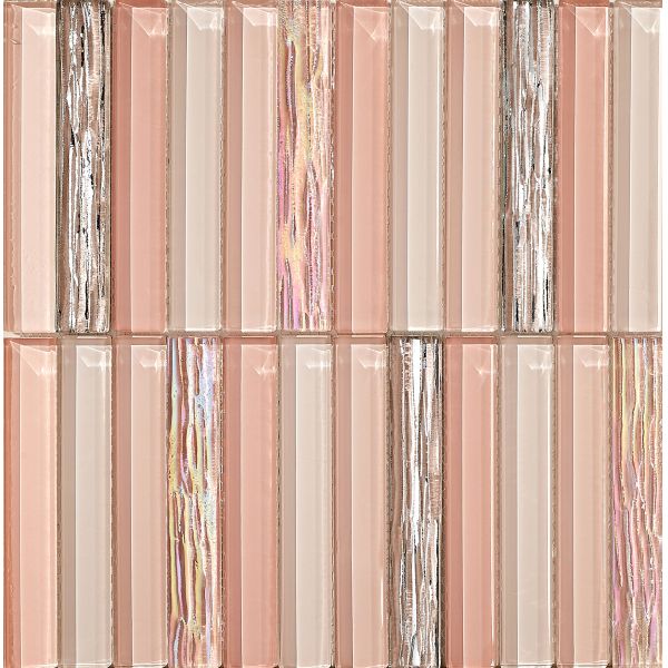 Non-Slip And Durable 300x300mm Light Pink Interior Wall Glass Mosaics For Hotel And Balcony