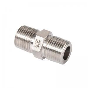China Stainless Steel Forged Pipe Fittings NPT/BSPT Male Thread Connectors Hex Nipple on sale