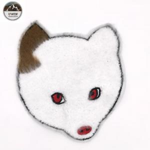 China White Fox Custom Chenille Patches Small Animal Handmade Embroidery Technics on sale