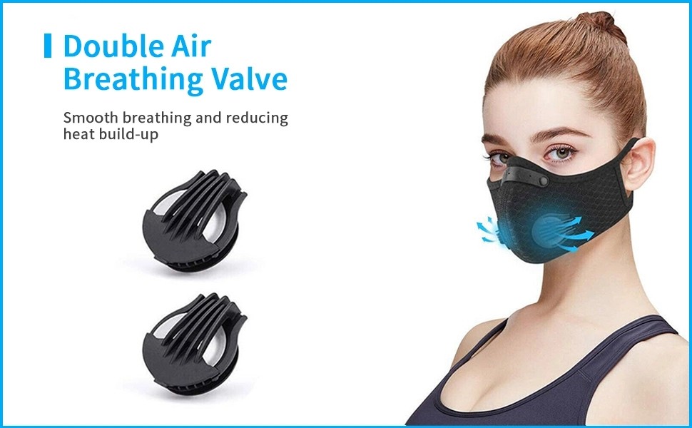 5Ply PM2.5 Protective Filter Face Mask with 2 exhalation valves Outdoor Sports Bike Motorcycle Face Mask
