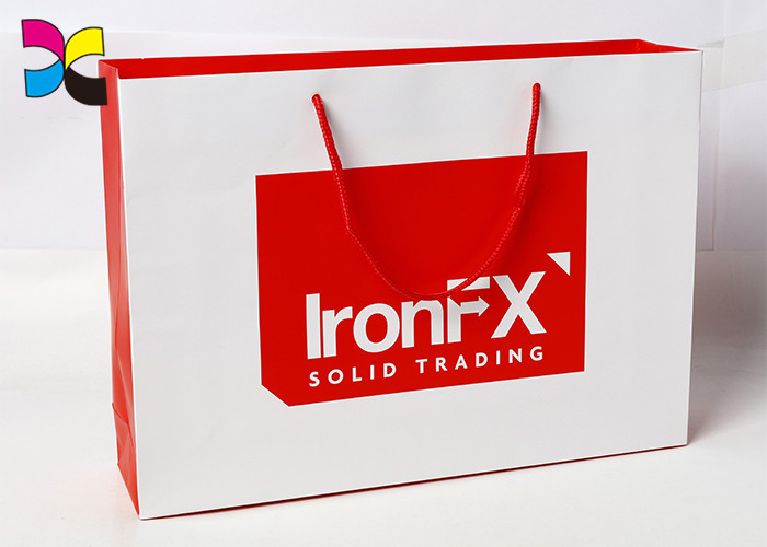 Eco Custom Printed Recycled Paper Bags With Handles / Promotional Paper Carrier Bags