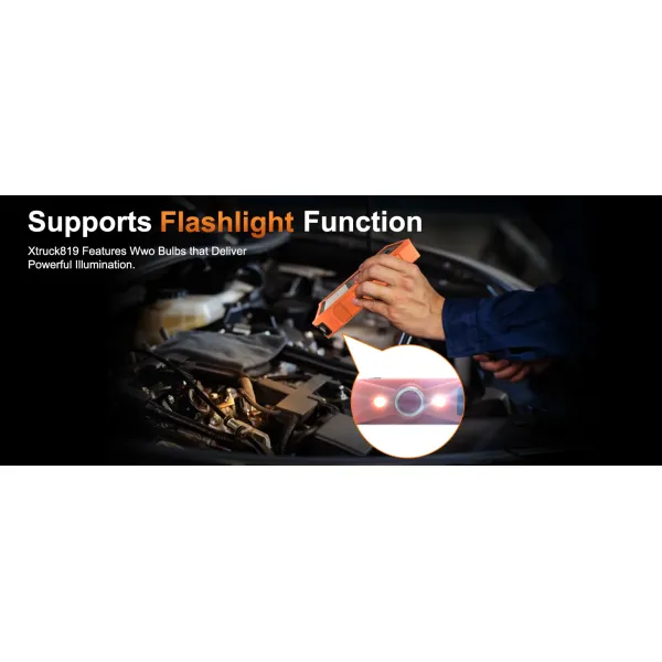 Xtruck 819 OBD2 Scanner Car Diagnostic Tool with Wireless Range up to 10 Meters for Fault Code Diagnosis and Real-Time Data Monitoring