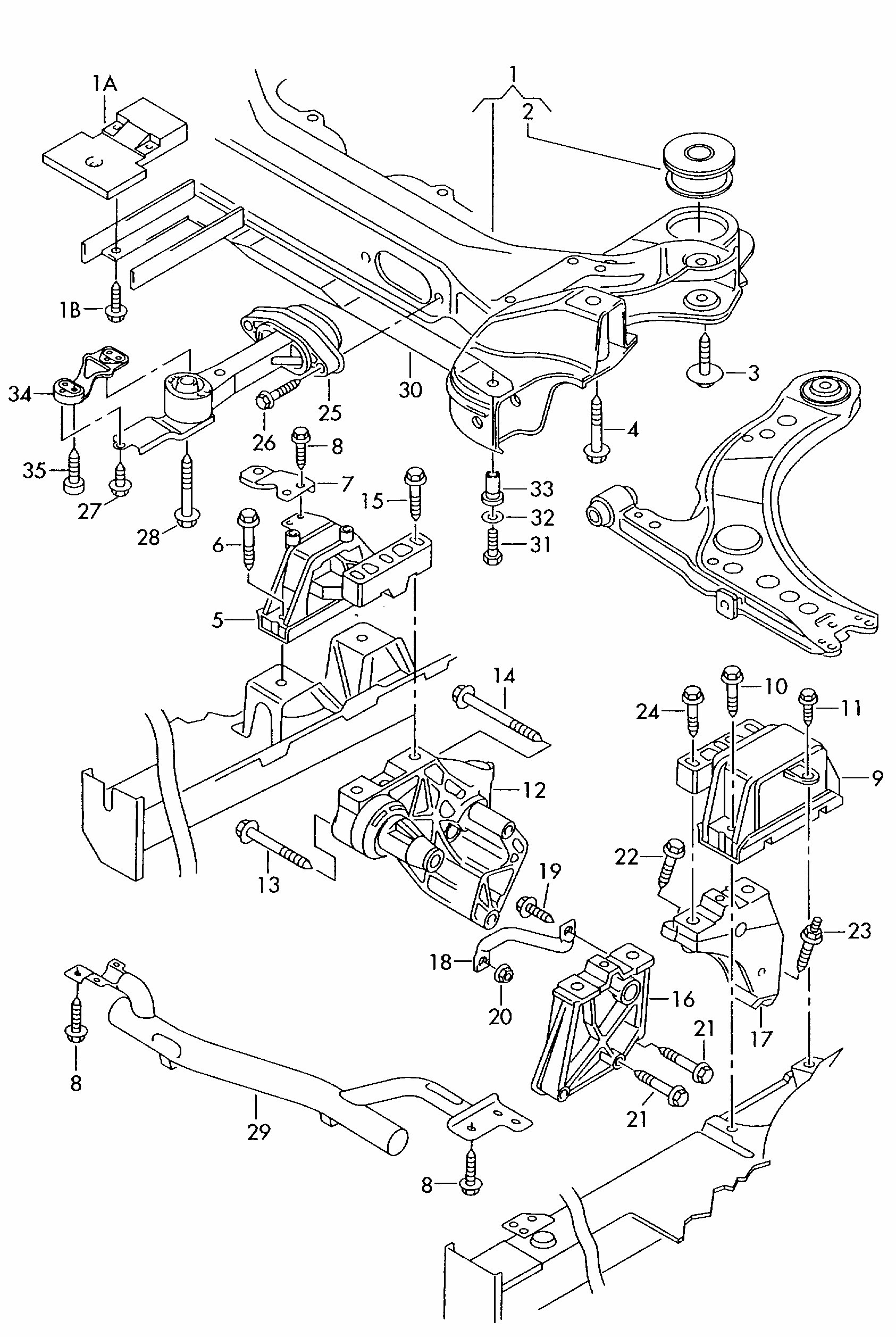 1J0199262CL 1J0199955AJ 1J0199851R Engine Mount For Volkswagen Beetle Golf 1.8L