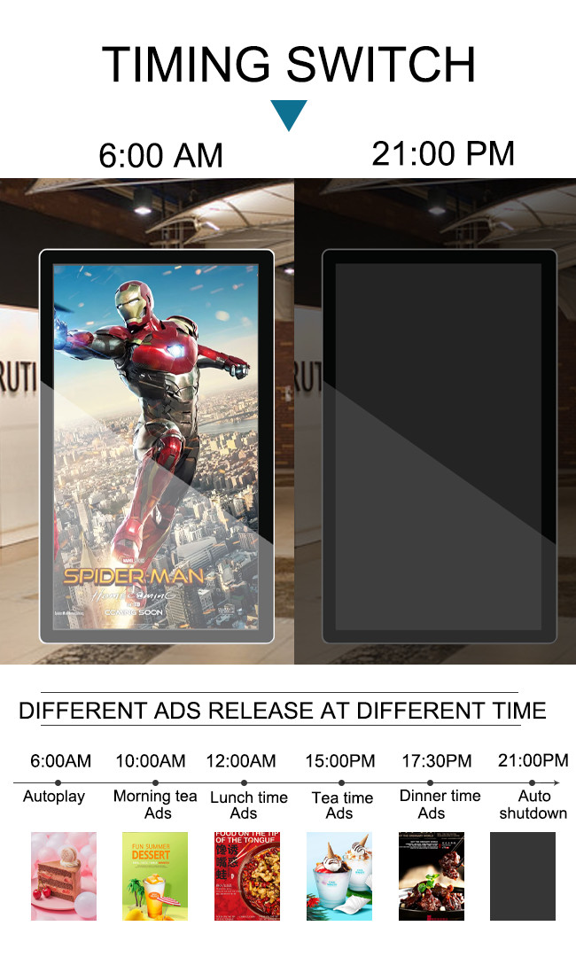 Customized Color CE Certified 16:9 Wall Mounted Digital Signage Interior