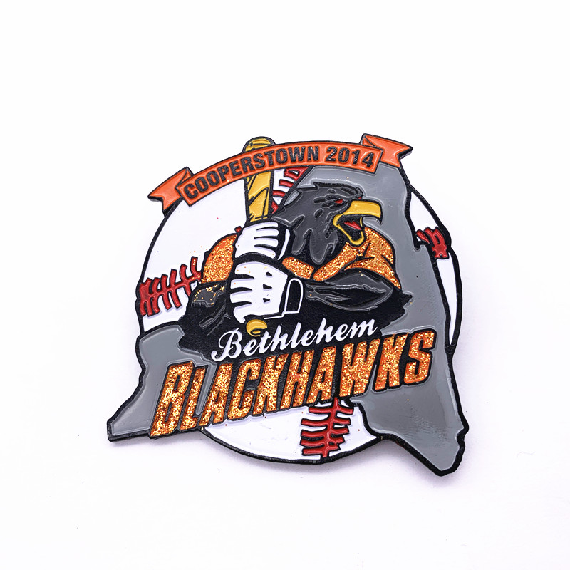 Dye Black Metal Sports Trading Pins Iron Soft Enamel Glitter Safety Pins