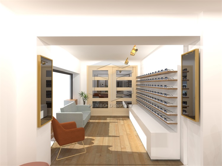 MDF Eyeglasses Optical Shop Display Cabinets ODM Marble Top Powder Coated