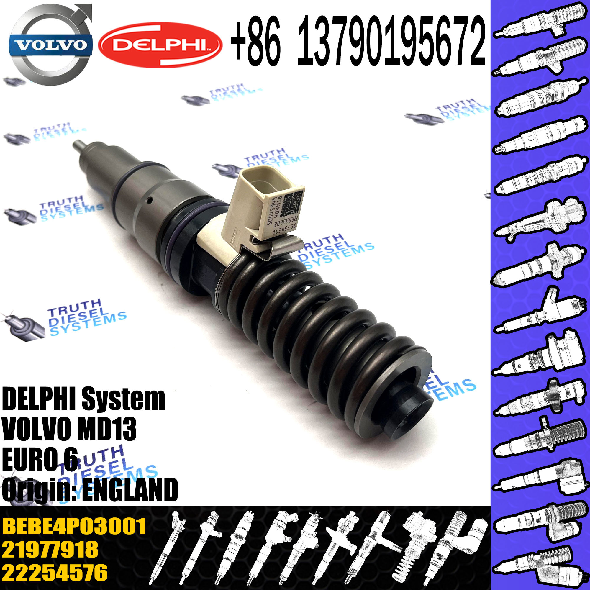 Direct Sale Diesel Fuel Injector 21977918 22254576 BEBE4P03001 For VOL MD13 EURO 6