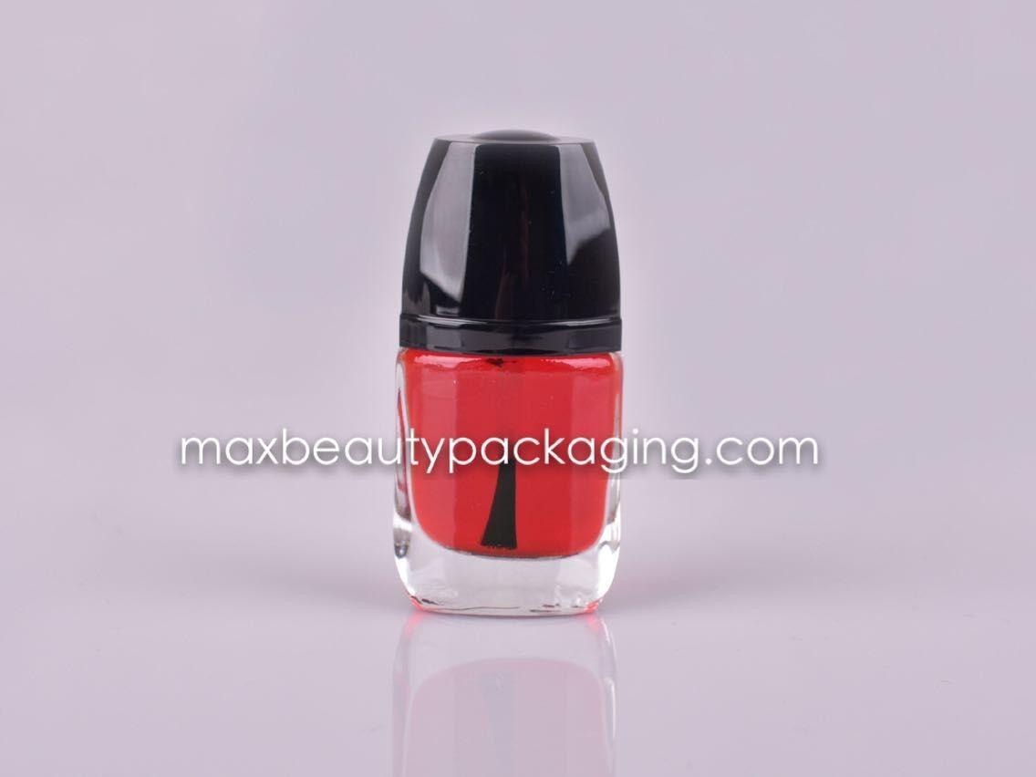 uv coating shiny black nail polish cap 10ml nail polish bottle flat brush nail polish plastic cosmetic packaging