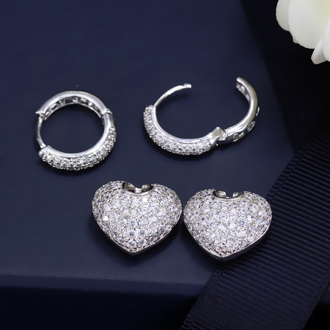 Fashion Crystal CZ Heart Shape Eearring high quality sparking bling Heart Shape Jewelry Earrings Necklace Jewelry Set