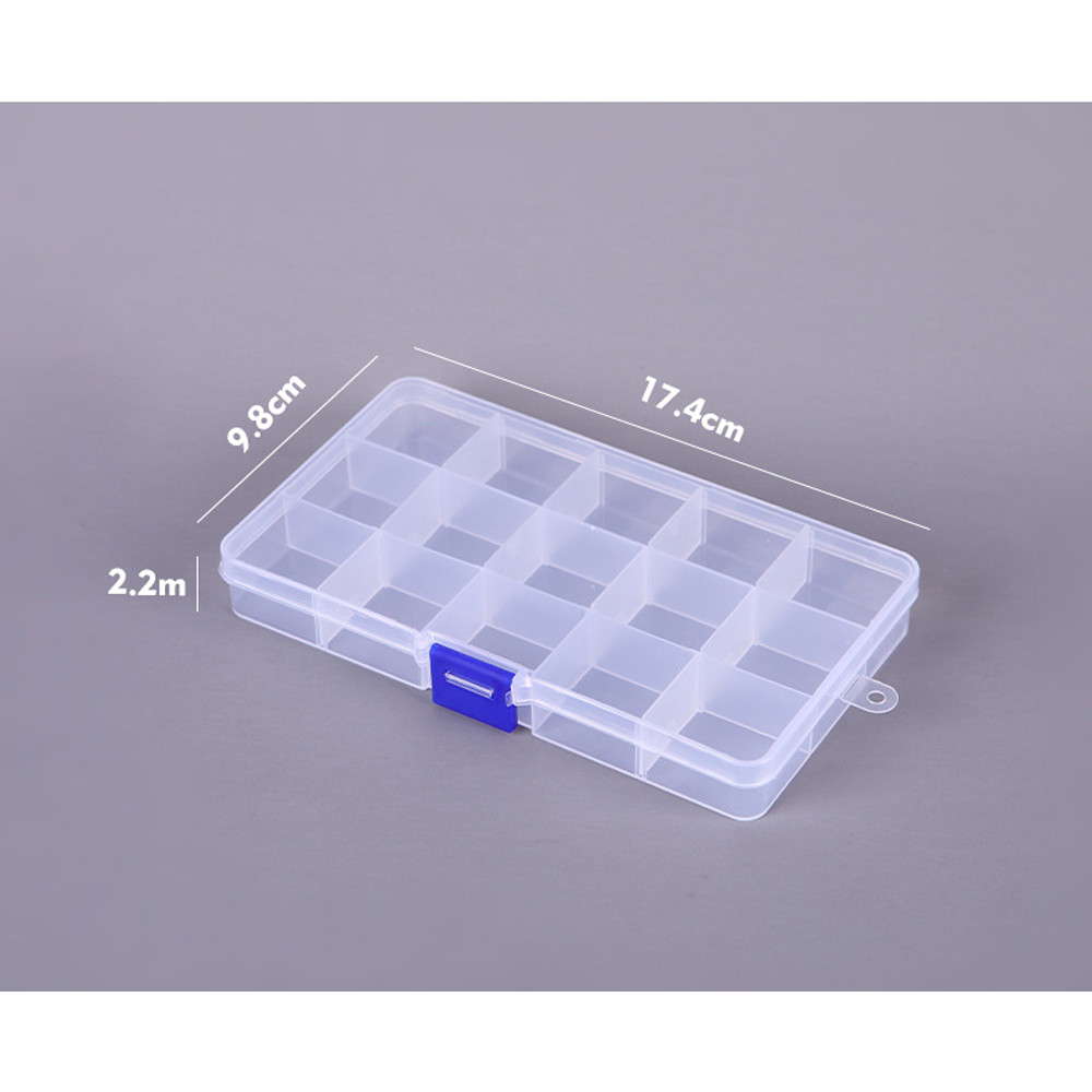 15 Grid Plastic Storage Box Removable Divider Black Lock Organizer
