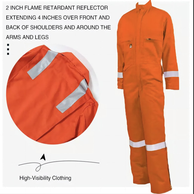 Comfortable 100% Cotton Safety Coverall Suit Pre Shrunk Fire Retardant For Personal Protection