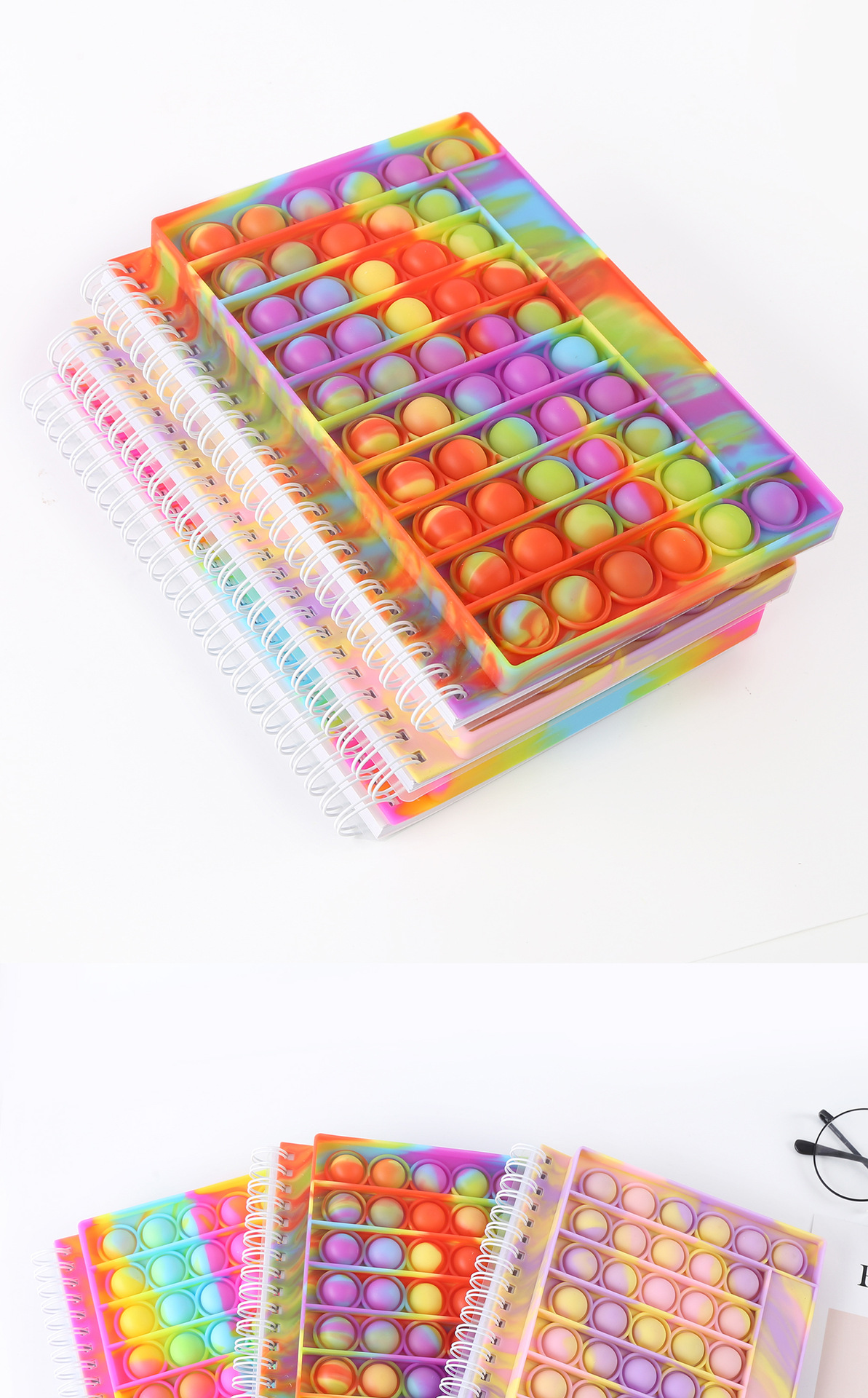 Waterproof Silicone Cover Bubble Decompression Notebook with 100 Inner Pages and Gift