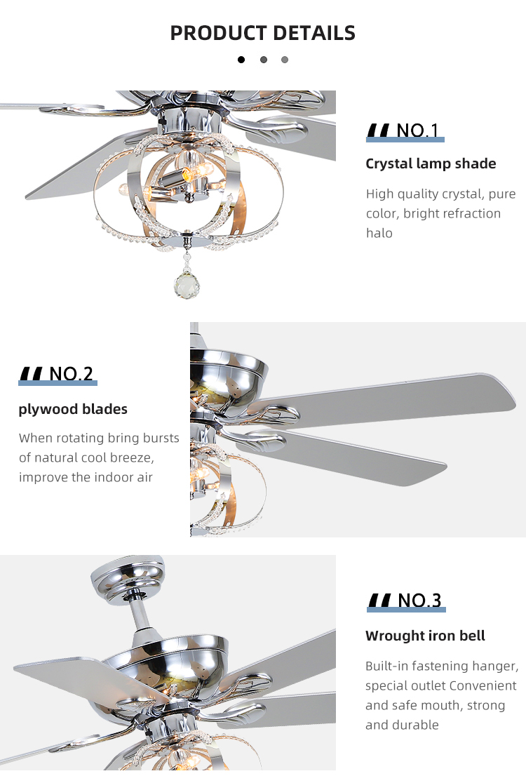 80Ra 65W 52 Inch Remote Control Ceiling Fan Commercial Ceiling Fans For Restaurants