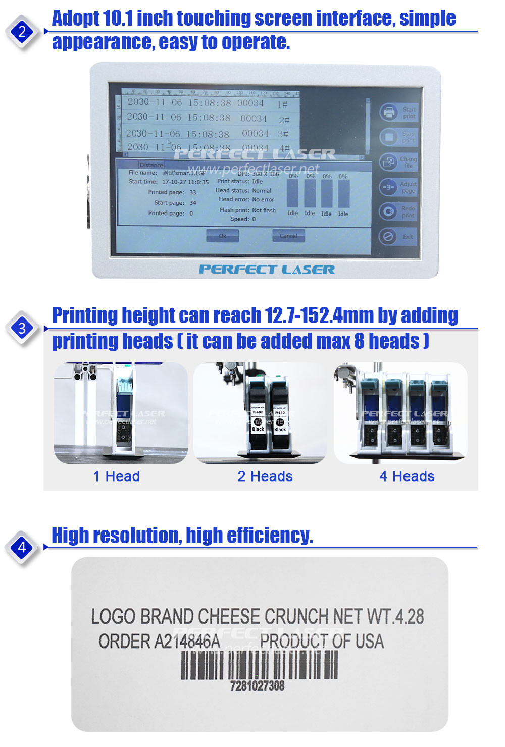 Fastest Batch Variable Industrial Inkjet Printer , Barcode Printing Machine High Resolution