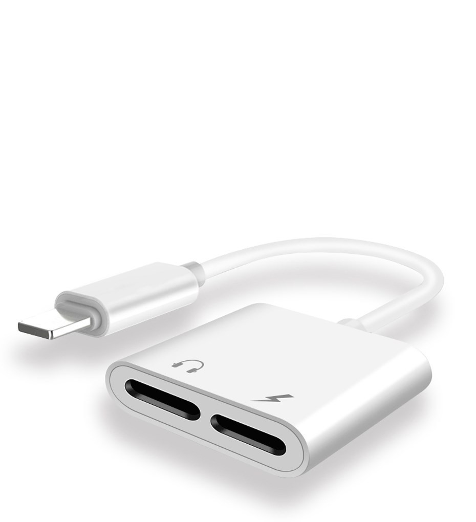 2 In 1 3.5mm Audio Cable ABS Dual Headphone Jack Adapter For Iphone 7 8 X