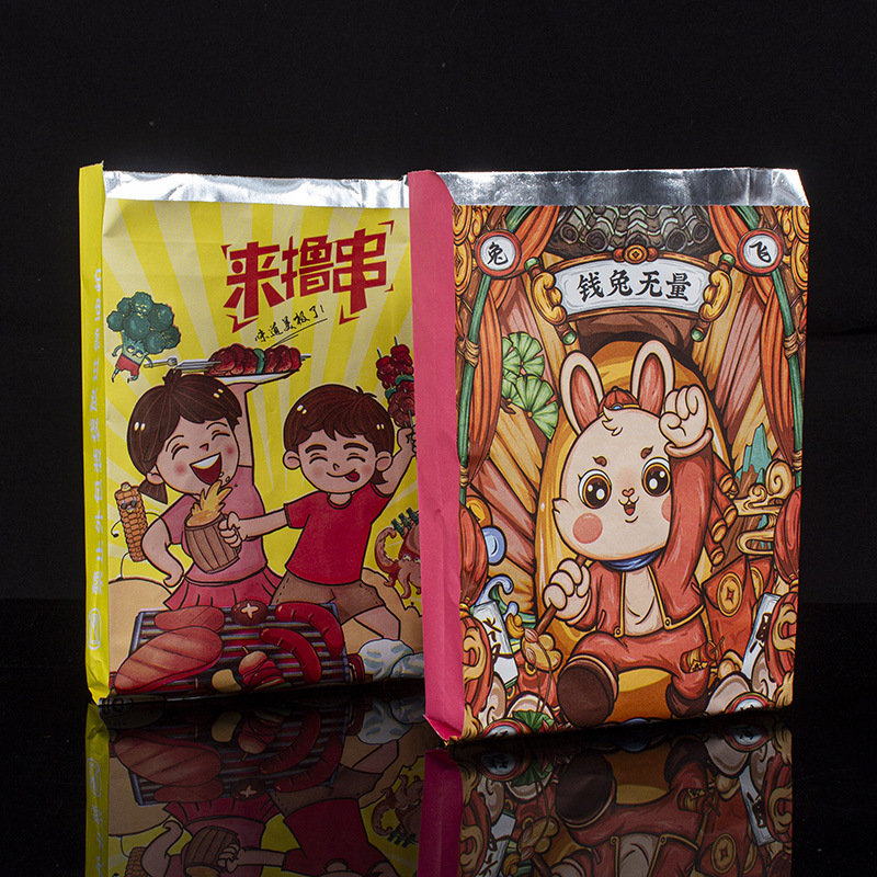 Eco-friendly Bio-degradable Insulated Kraft Paper Bag for BBQ Custom Color Accepted