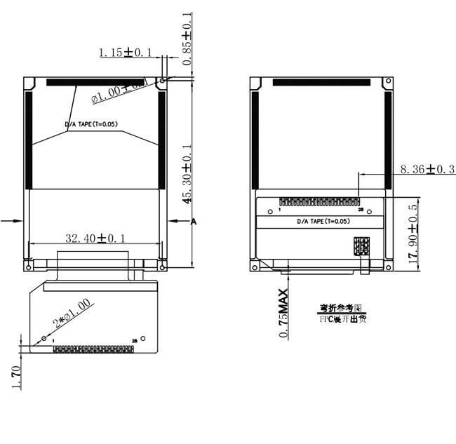 1.8 Inch Industrial TFT Display 128x160 Dots 16 Bit Interface With White LED Backlight