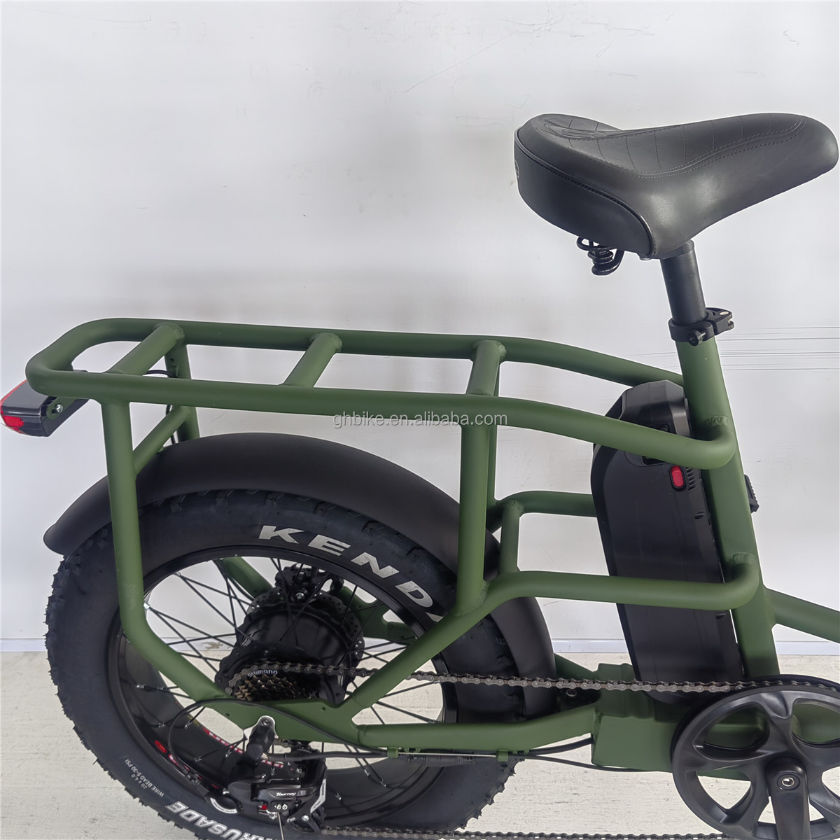 1000W 48V 34A Folding Frame Electric Cargo Bike with 20 Inch Fat Tires and Rear Carrier