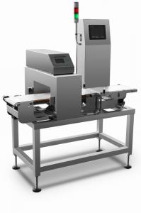 High speed combined metal detection and check weigher machine for metal detection and weight sorting process