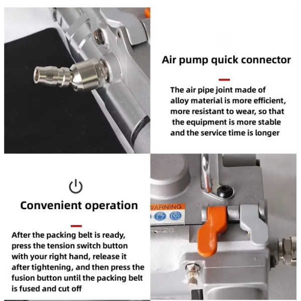 Hand-Held PP PET Strap Pneumatic Strapping Machine Use On Cartons Pallets Heavy Cargo