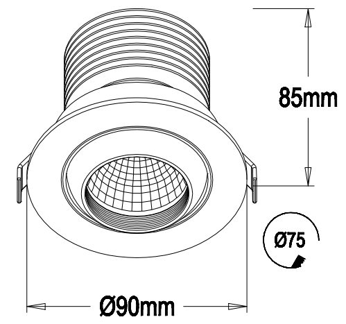 10W 780LM ultra small of cut 75mm of Led downlight with anti-glare ring warranty 3 years