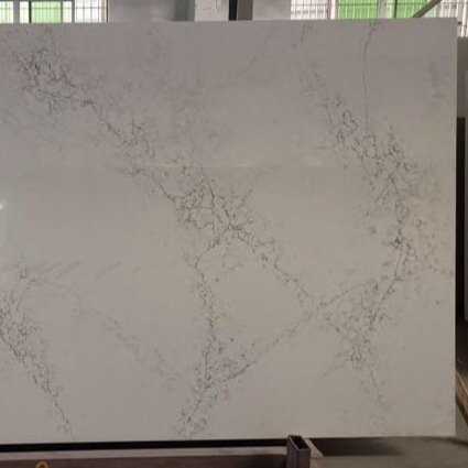 White Stellar 20MM Calacatta Quartz Stone For Countertop Table Top