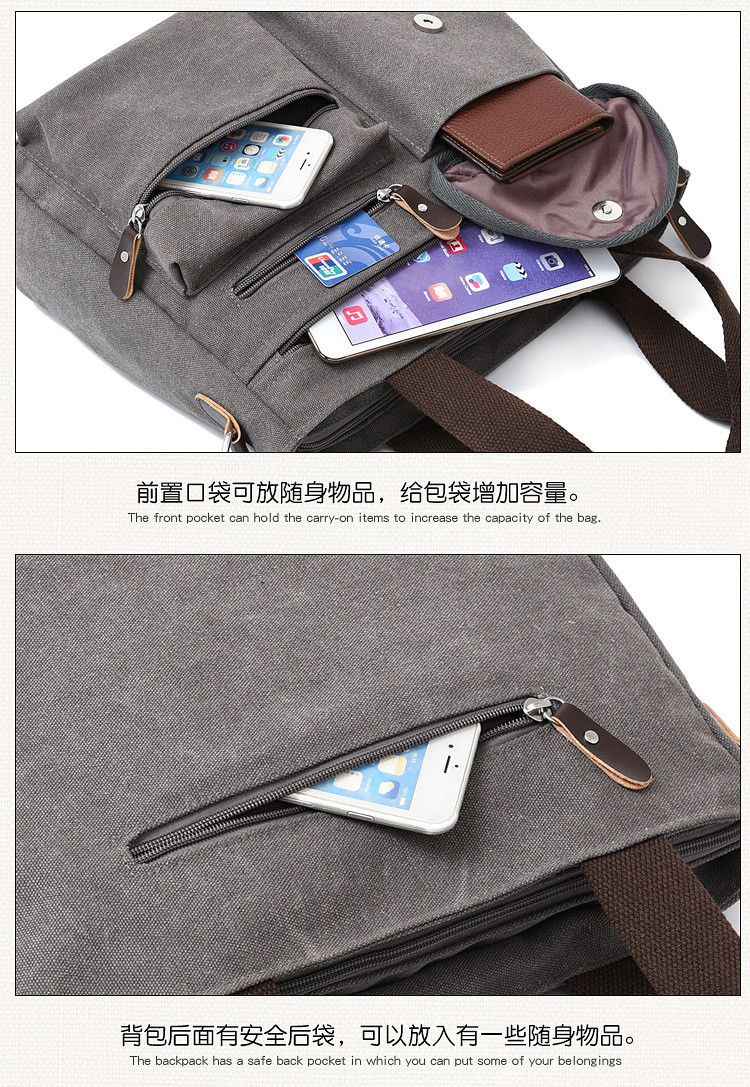 Washable Mens Canvas Briefcase Laptop Bag For 11.6 / 14 Inch Notebook Computer