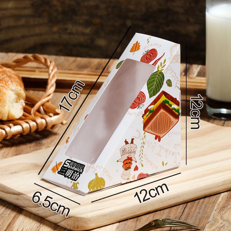 Cardboard Paper Triangle Shape Disposable Chocolate Donut Sandwich Cake Pizza Chocolate Pizza Packaging Box with Window