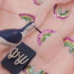 Recycled 100 Polyester Rabbit Fur Rainbow Style Sequins Embroidery on Plush