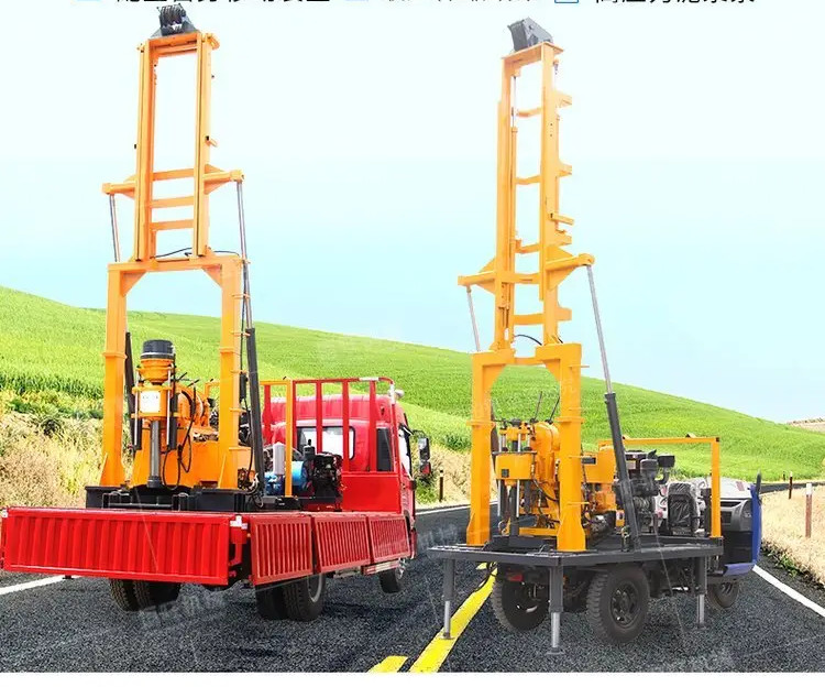 Water Well Hydraulic Drilling Equipment Three Wheel Vehicle Mounted