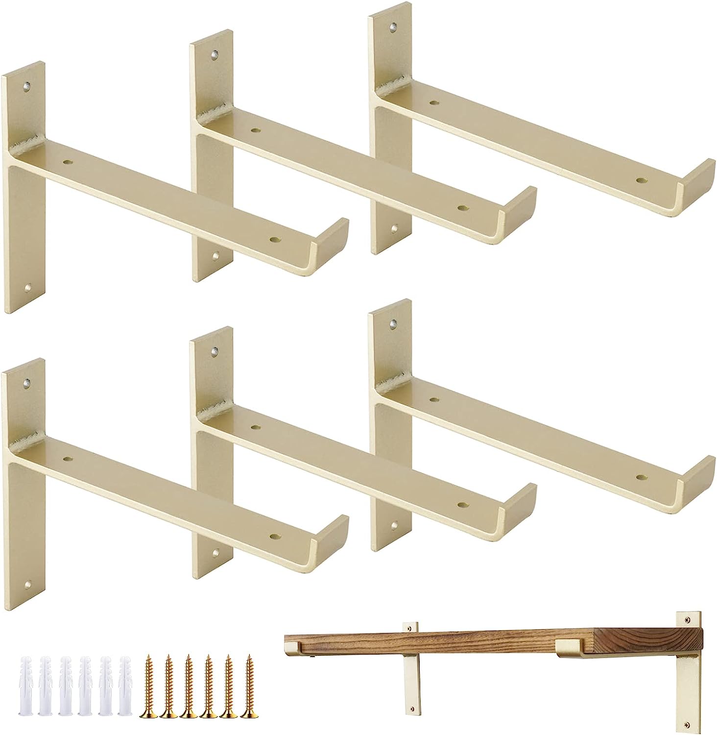 Industrial Metal Shelf Support with Lip for Wooden Boards Heavy Duty T Brackets 6inch