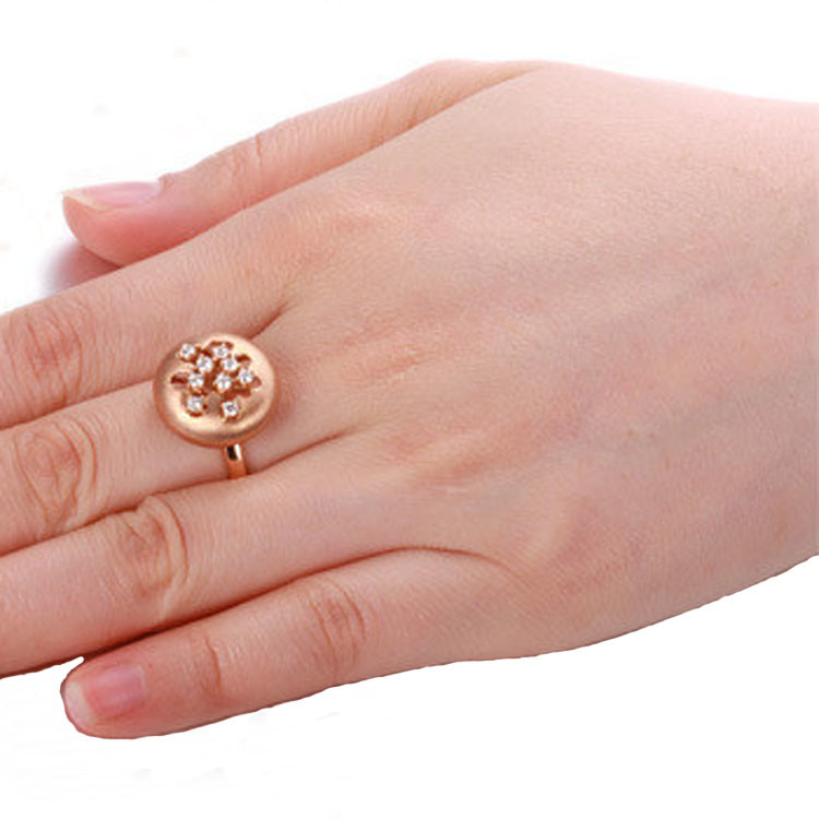18K Rose Gold Daimonds Fastener Shape Wedding Ring for Women Gift (GDR006)