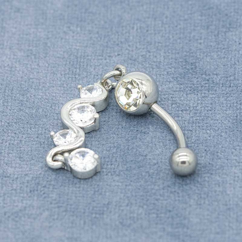 Metal Belly Button Hoop Piercing 14G S Shape Shiny Dangle Golden Moon