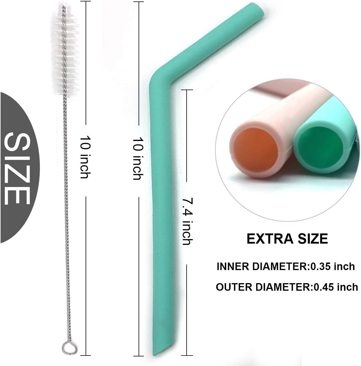 BPA Free Silicone Kitchen Product Straw Reusable With Cleaning Brushes