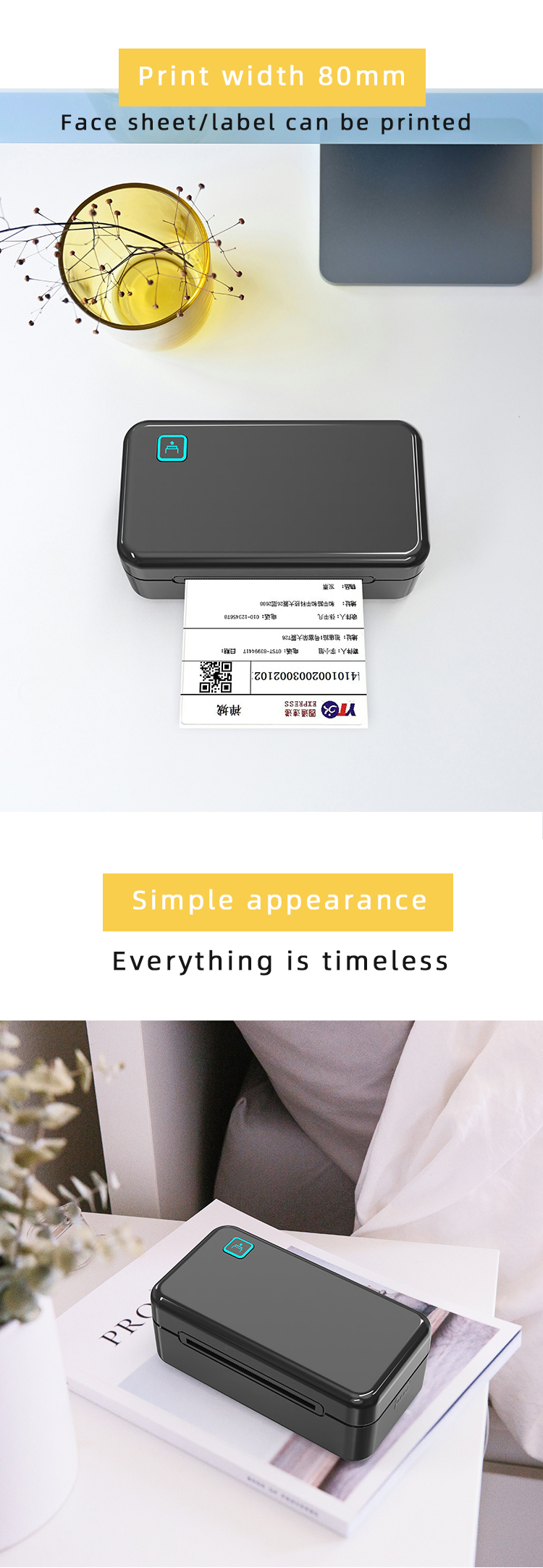 Label Express Waybill Product Price Sticker USB Bluetooth 3 Inch Thermal Barcode Printer For MAC OS Windows Android IOS