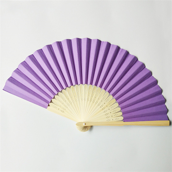 Multicolor Bamboo Paper Folding Hand Fans Manual Plain For wedding